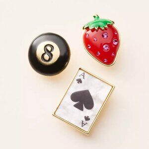 3pk Mixed Novelty Pin Set -kate spade new york x Target Black/White/Red - NEW